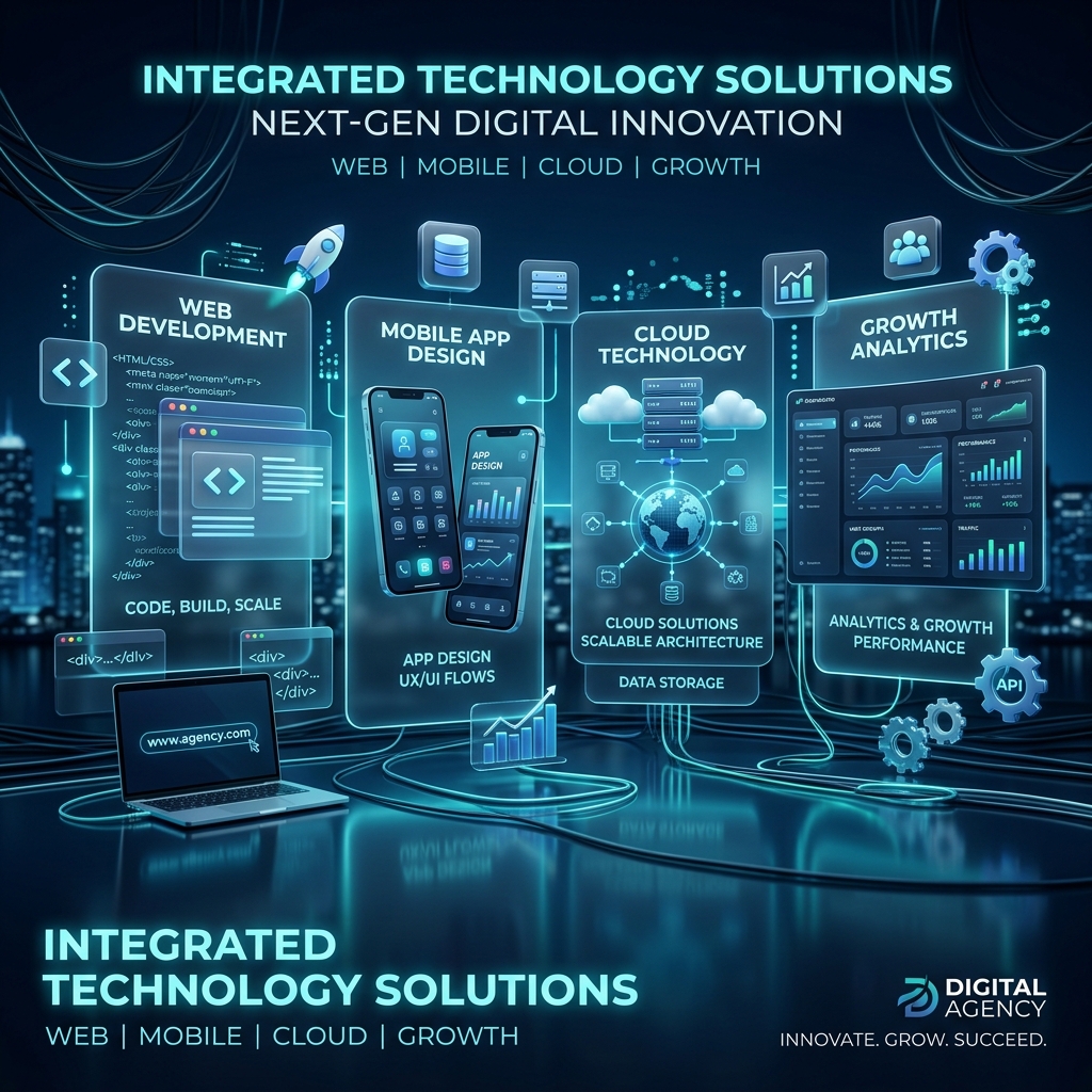 Pragiso Soft Technologies digital services mockup showcasing web development, mobile apps, and growth analytics